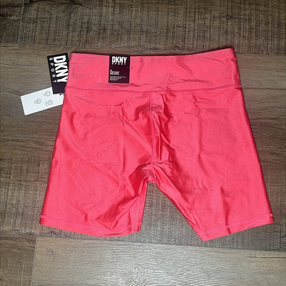 NWT DKNY High Waisted Bike Shorts Pink - Picture 4 of 8